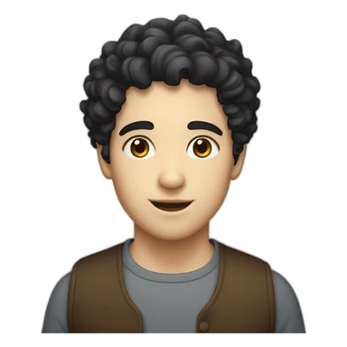 Young cobbler, white skin, black hair, curly hair,short hair, black eyes sticker