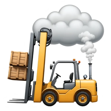 ugly, broken forklift with clouds of smoke after the explosion sticker