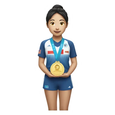 asian girl winning a medal sticker