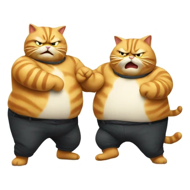 2 fat cats fighting sticker