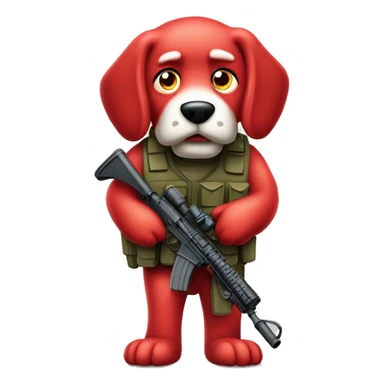 Clifford the giant bright red dog cartoon humanoid as a military sniper call of duty character standing alone sticker