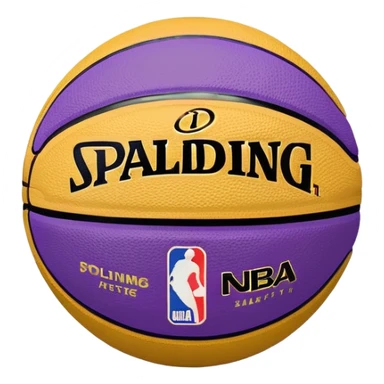 minimalist purple and gold Spalding basketball with simple NBA logo, clean design sticker