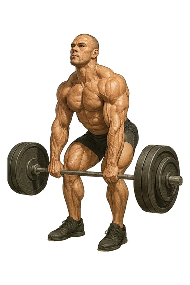 bodybuilder che fa stacco con bilanciere sticker