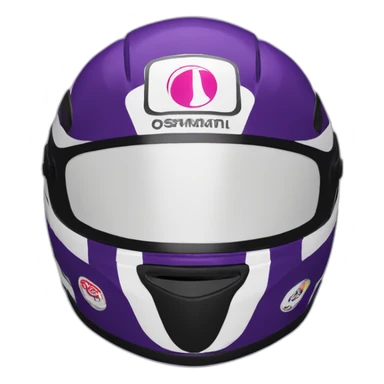 racing helmet with dark purple color and stickers sticker