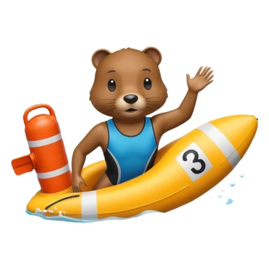A focused beaver swimmer wearing a racing suit, diving past a floating buoy.


 sticker