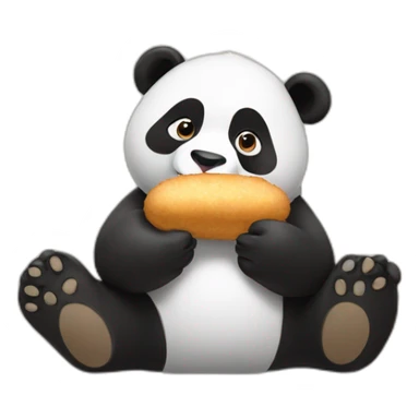 Panda bear eating croquettes sticker