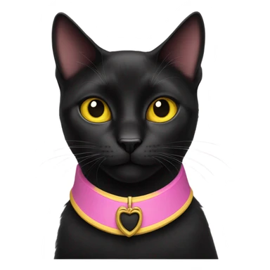 A black cat with a pink collar and yellow eyes, the cat name is Nala sticker