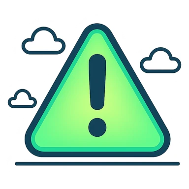 hazardous green logo, triangle with exclamation mark, glowing green, sleek, no text sticker