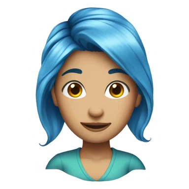 create an emoji of a pixie with blue hair in a ponytail sticker