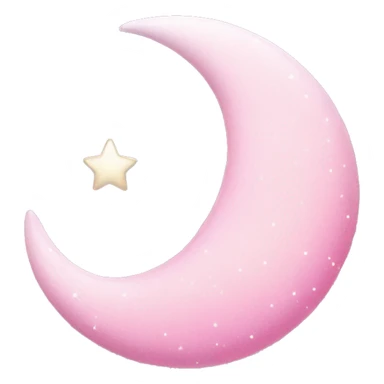 Pink crescent moon with sparkly white clouds sticker
