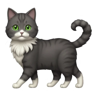 full body gorgeous solid dark grey cat with green eyes, white paws and white whiskers walking sticker