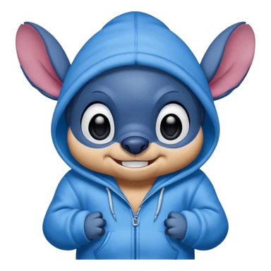 Stitch wearing a blue hoodie  sticker