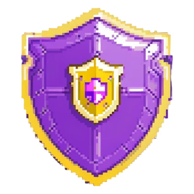 purple magical code shield with developer tools and aura sticker
