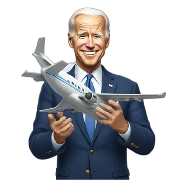 Biden holding a Toy plane sticker