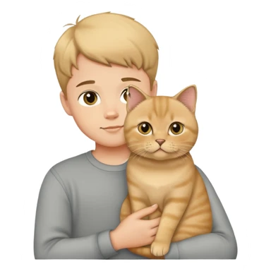 boy holding a british shorthair golden sticker