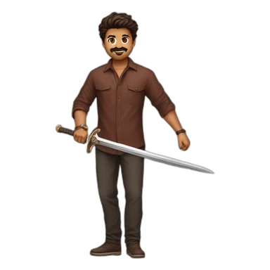 Leo THALAPATHY Vijay holding a Sword wearing a marron Full sleeve shirt  sticker