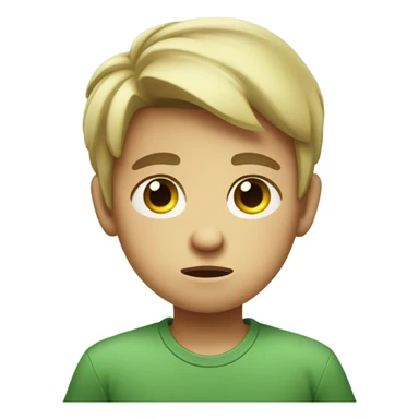 Ashamed boy in green shirt sticker