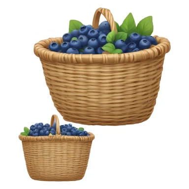 Wicker basket with little blueberries sticker