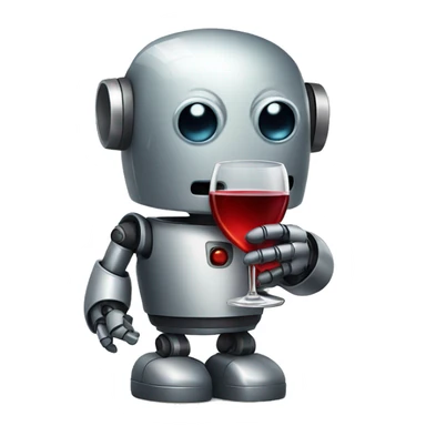 cute robot drinking wine sticker
