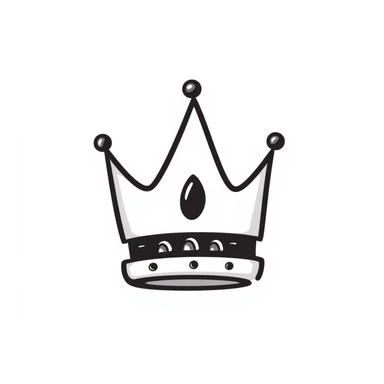 hand-drawn doodle of a crown, black lines only sticker