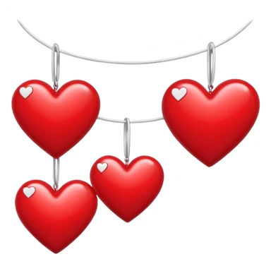 Dangling hearts from a ribbon sticker