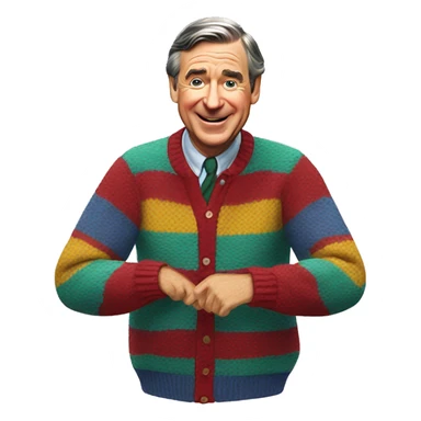 Mister Rogers flipping his sweaters sticker