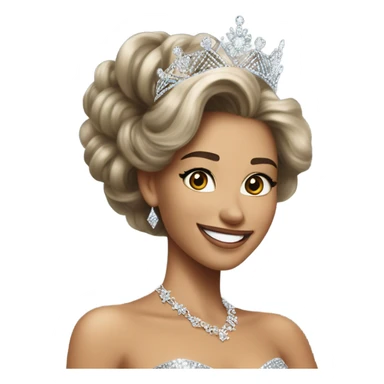 Antonia Porsild with her crown of miss universe  sticker