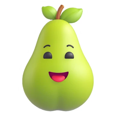 Edit the image to depict a natural pear fruit without eyes, nose, or mouth, in 3D emoji style with no background. sticker