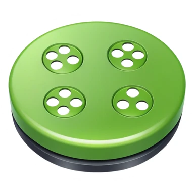 Green button with four holes in it  sticker