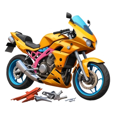 crashed sports motorcycle sticker