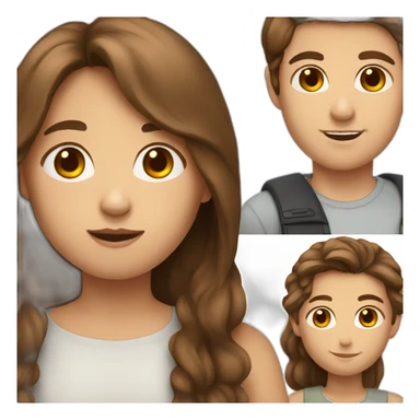 girl with long brown hair and boy with short brown hair bigger than her sticker