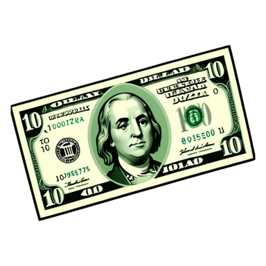 3D realistic US 100 dollar bill sticker, slight perspective, centered, clean cutout, transparent background, no text, no watermark sticker
