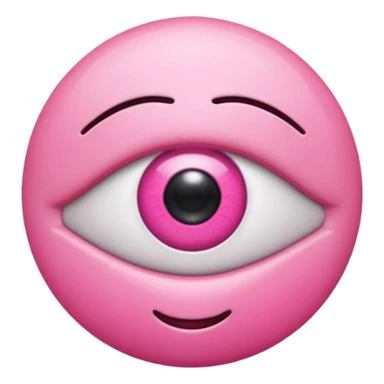 genera un emoji 3d en formato ios de un ojo con eyeliner rosa sticker