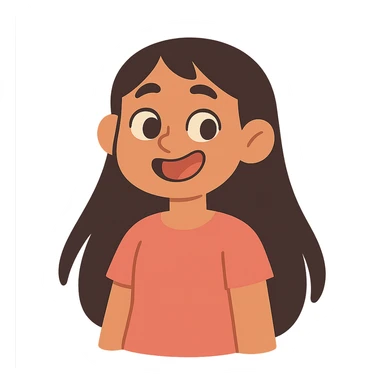 pastel toon style light skin brown girl with long dark brown hair and dark brown eyes sticker