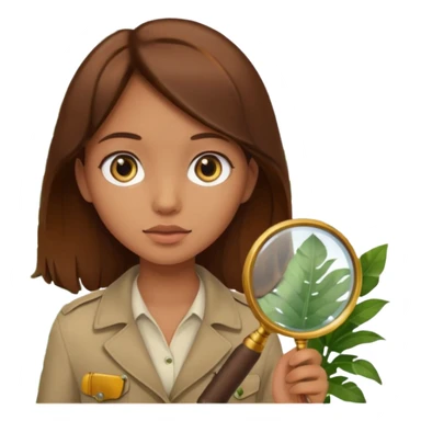 a girl with jungle and magnifying glass sticker