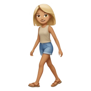 full body girl with walking sticker