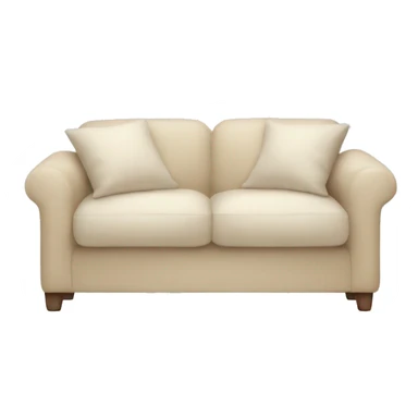 Beige sofa with white cushions and blanket sticker