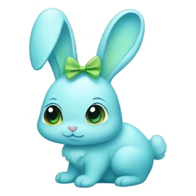 light blue bunny wearing a light green bow sticker
