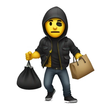A robber with yellow skin carrying a bag full of money sticker