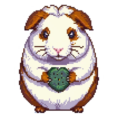 almighty guinea pig god with a mole on the left cheek, pixel art style sticker