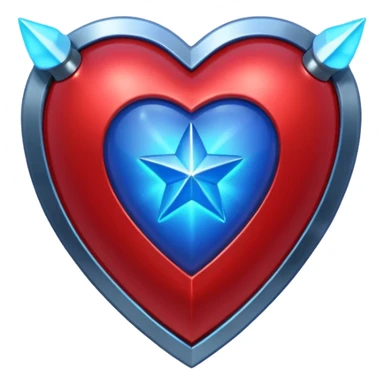 A red armor heart with a glowing blue star in the center sticker