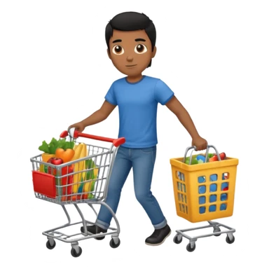 man-with-a-shopping-cart-full-body black hair brown skin sticker