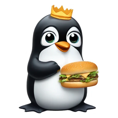 Cute penguin eating White Castle burgers sticker