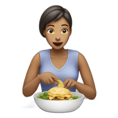 Woman eating an eggopant sticker