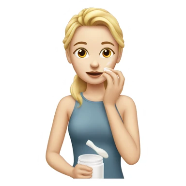 white girl applying cream on face sticker