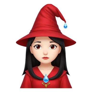 sad wizards in hat girl red dress black hair sticker