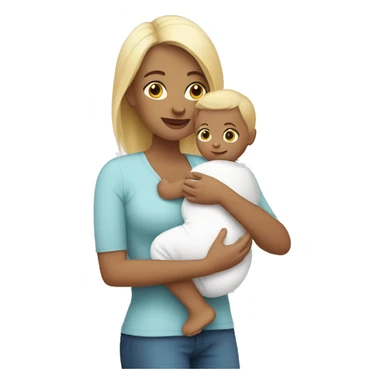 white mom holding little white baby sticker