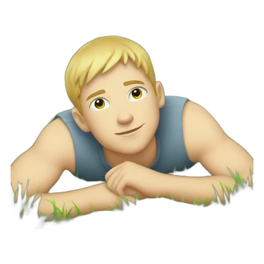 a white kid laying on grass sticker