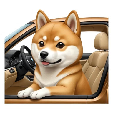 shiba inu sitting inside a BMW car sticker