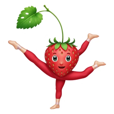 Strawberry fruit stands on one leg when doing gymnastics sticker